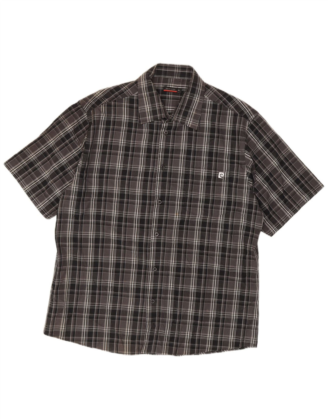 Camicia a maniche corte da uomo Pierre Cardin XL poliestere nero a quadri