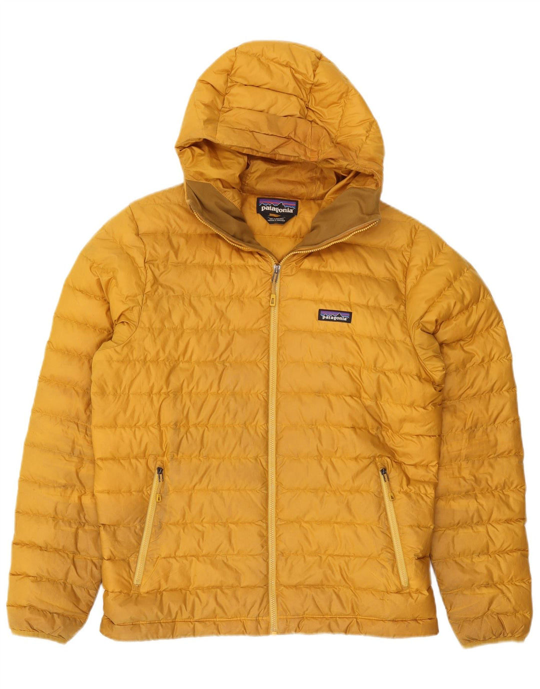 Giacca imbottita con cappuccio da uomo Patagonia UK 38 poliestere giallo medio