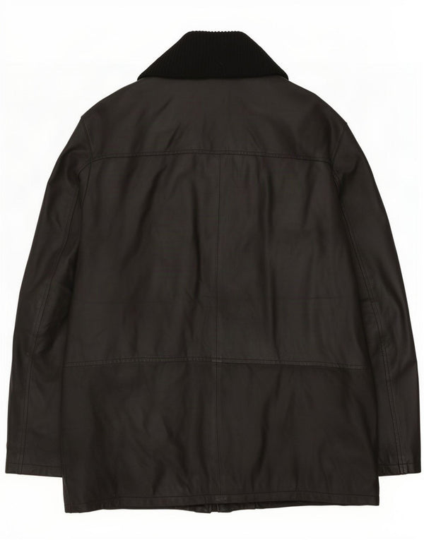 Cappotto in pelle da uomo vintage IT 58 4XL Nero