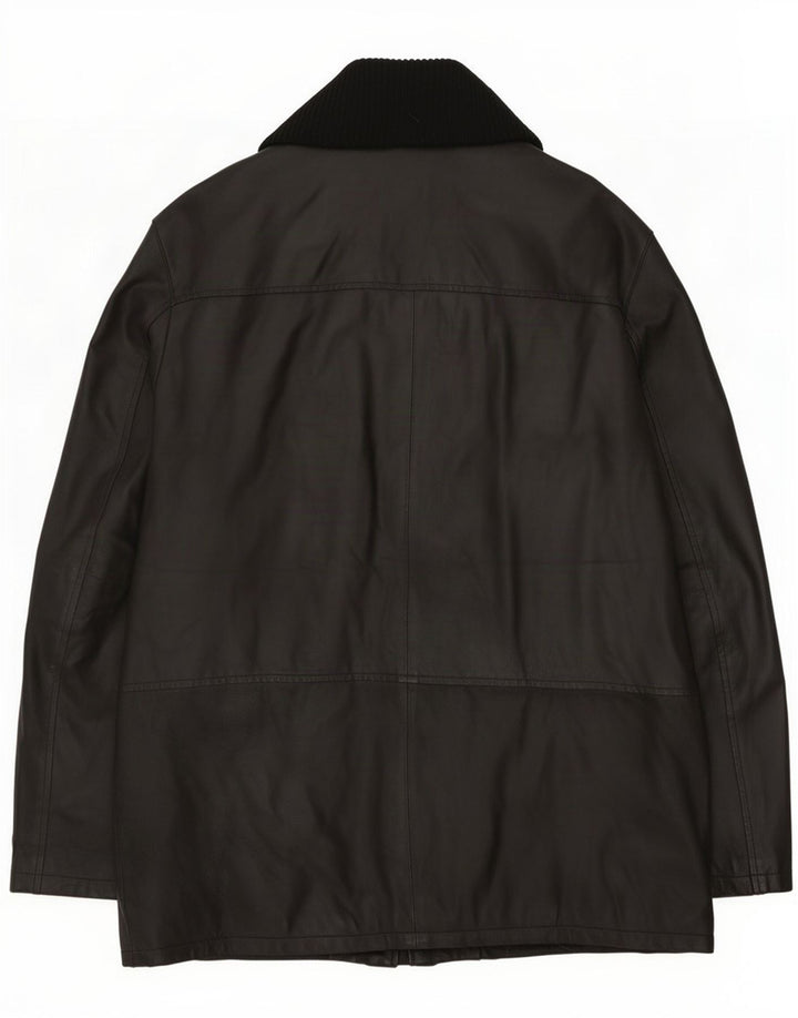 Cappotto in pelle da uomo vintage IT 58 4XL Nero