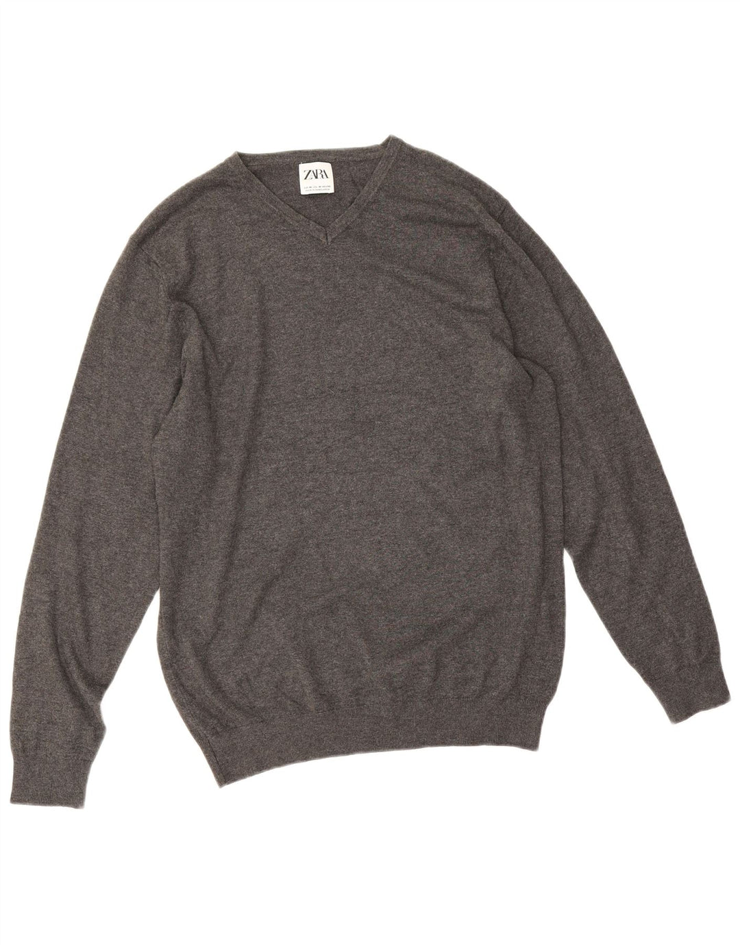 Maglione Zara da uomo con scollo a V in viscosa grigio medio