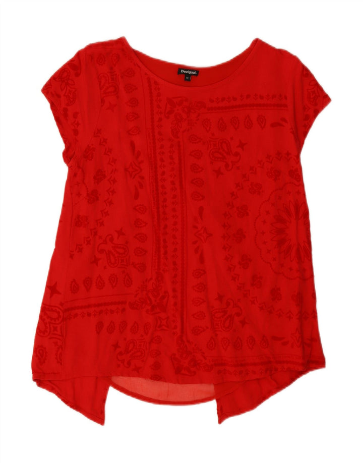 DESIGUAL Womens Blouse Top UK 12 Medium Red Paisley Viscose Vintage Desigual and Second-Hand Desigual from Messina Hembry 
