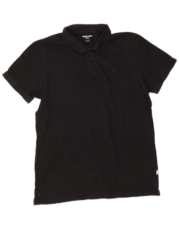 Polo da uomo Jack & Jones grande in cotone nero