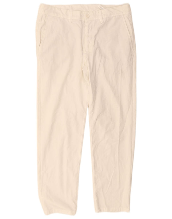 Zara Mens Straight Chino Trousers EU 42 Large W32 L28 White Polyester