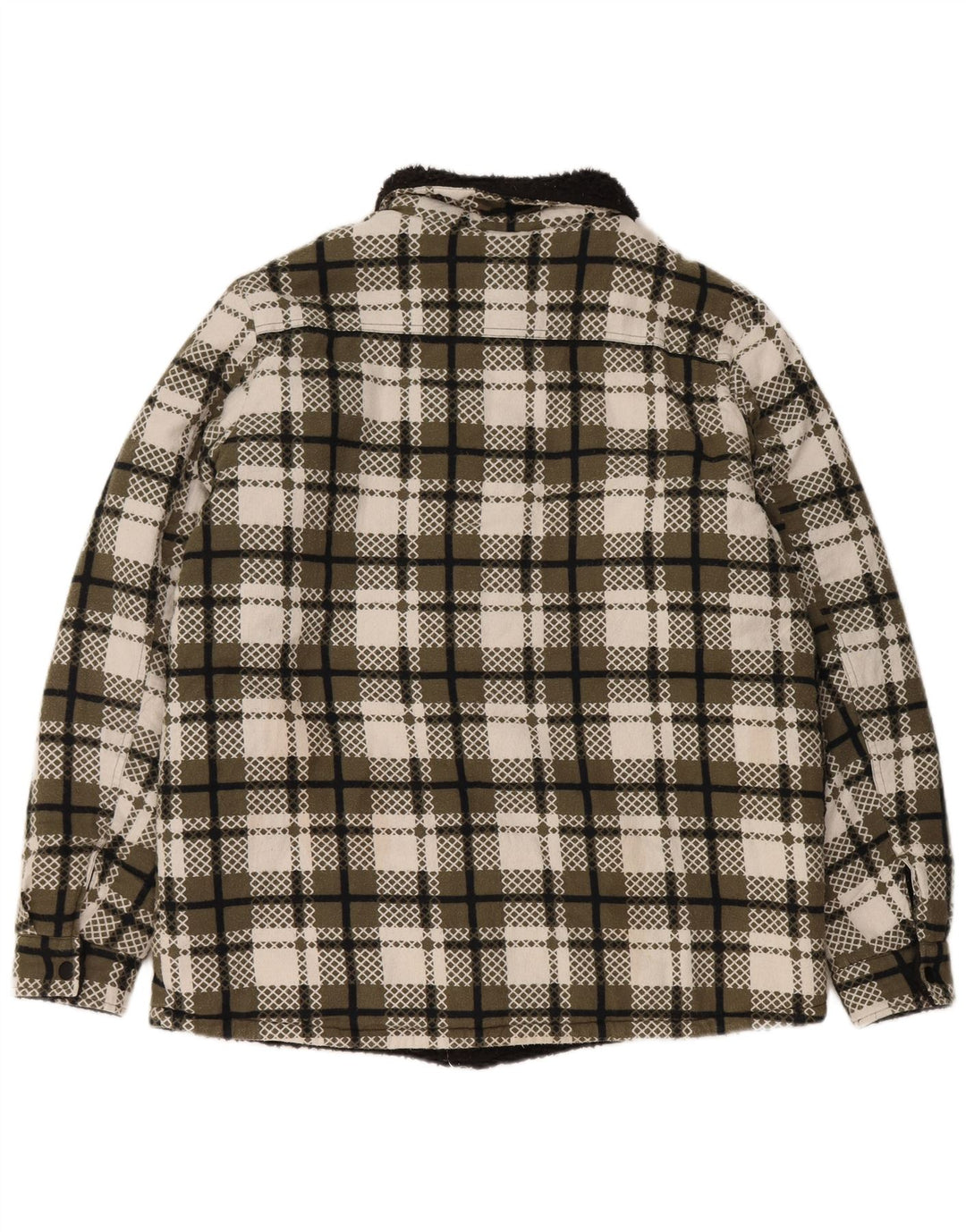 Giacca Sherpa da donna VINTAGE UK 16 Large Green Check