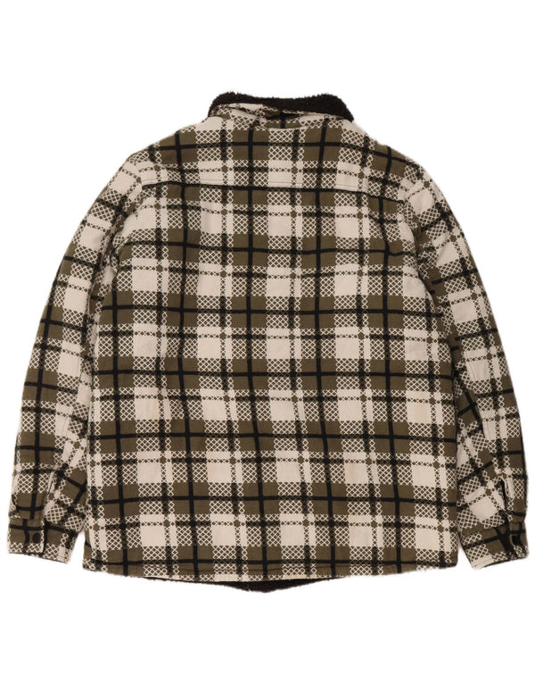 Giacca Sherpa da donna VINTAGE UK 16 Large Green Check