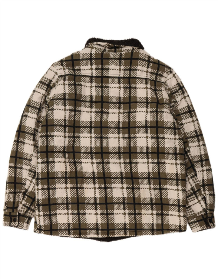 Giacca Sherpa da donna VINTAGE UK 16 Large Green Check