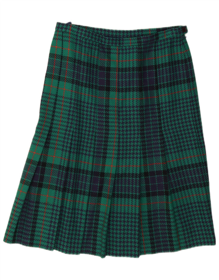 Gonna a trapezio da donna vintage W30 pied de poule verde medio