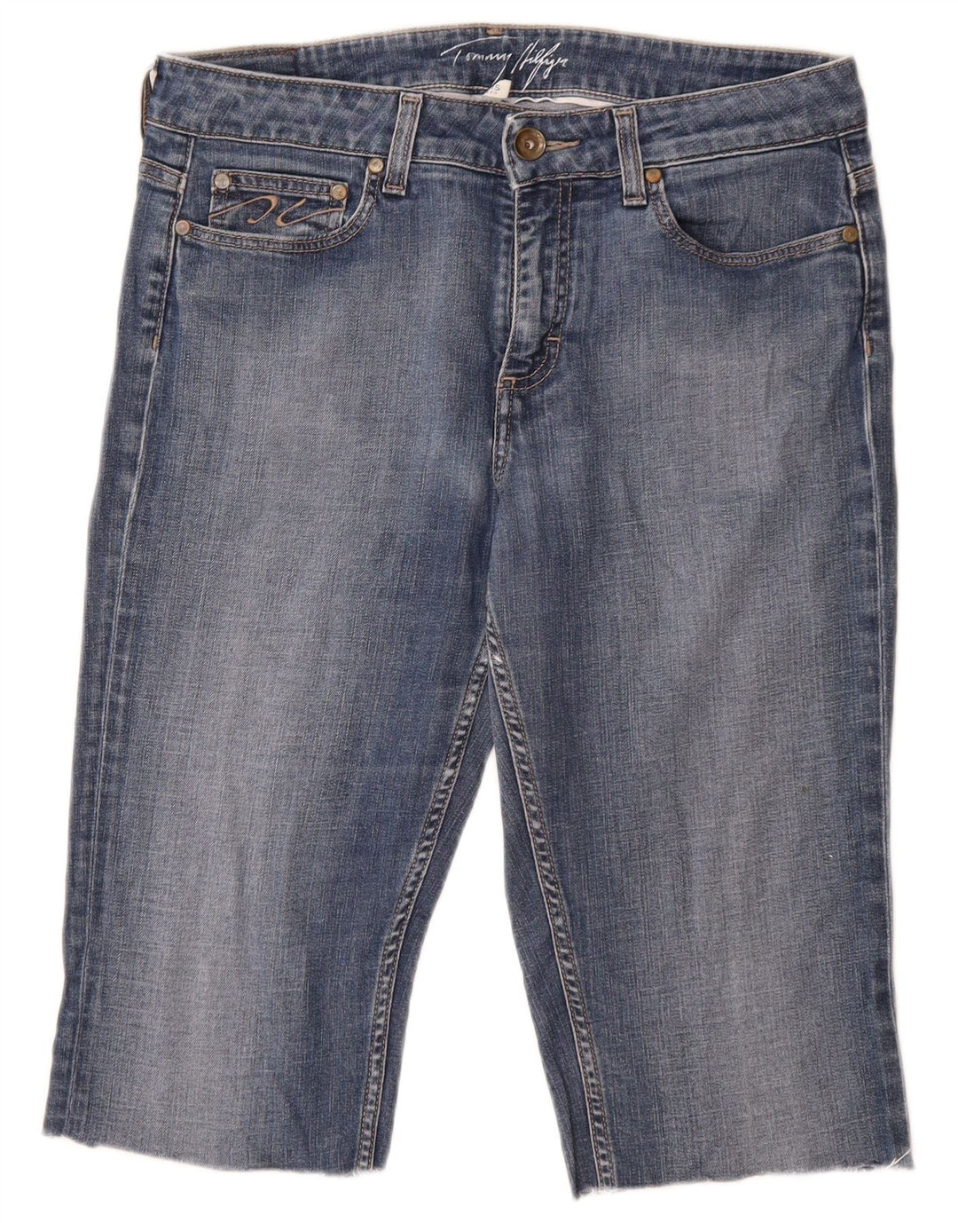 Pantaloncini di jeans da donna Tommy Hilfiger W30 cotone blu medio