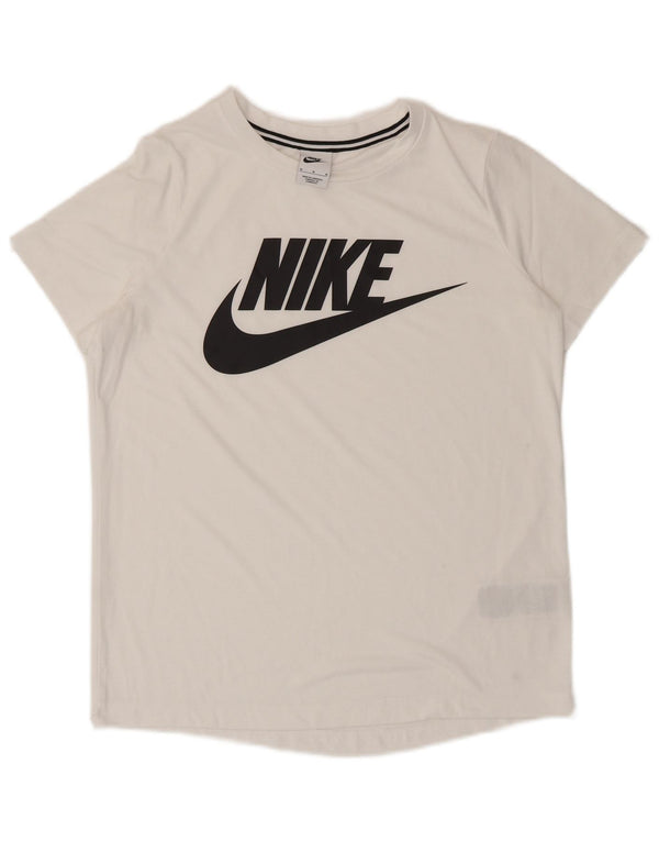 T-shirt grafica da donna Nike Top UK 14 poliestere bianco medio