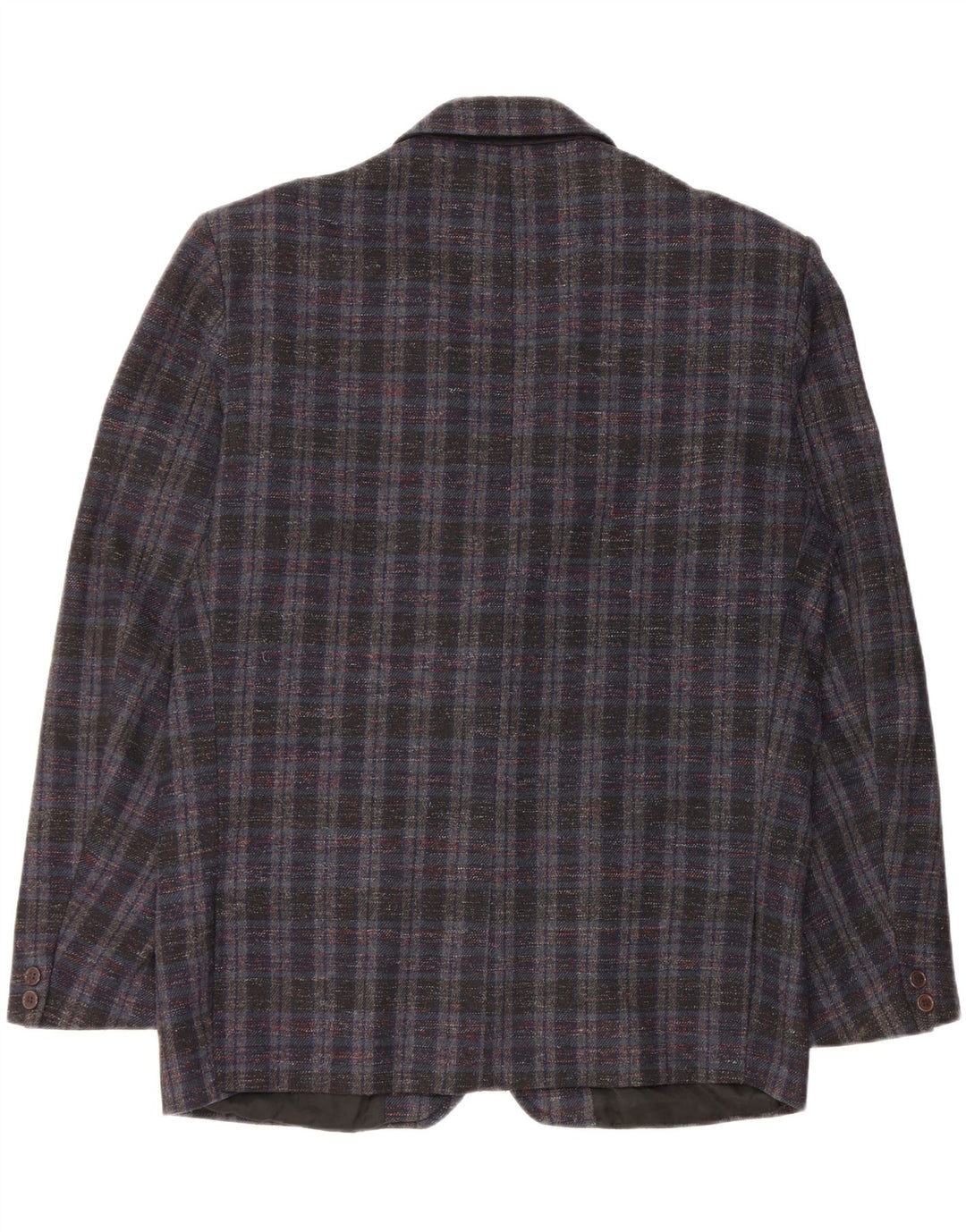 Giacca blazer vintage da uomo a 2 bottoni UK 42 XL blu navy a quadri