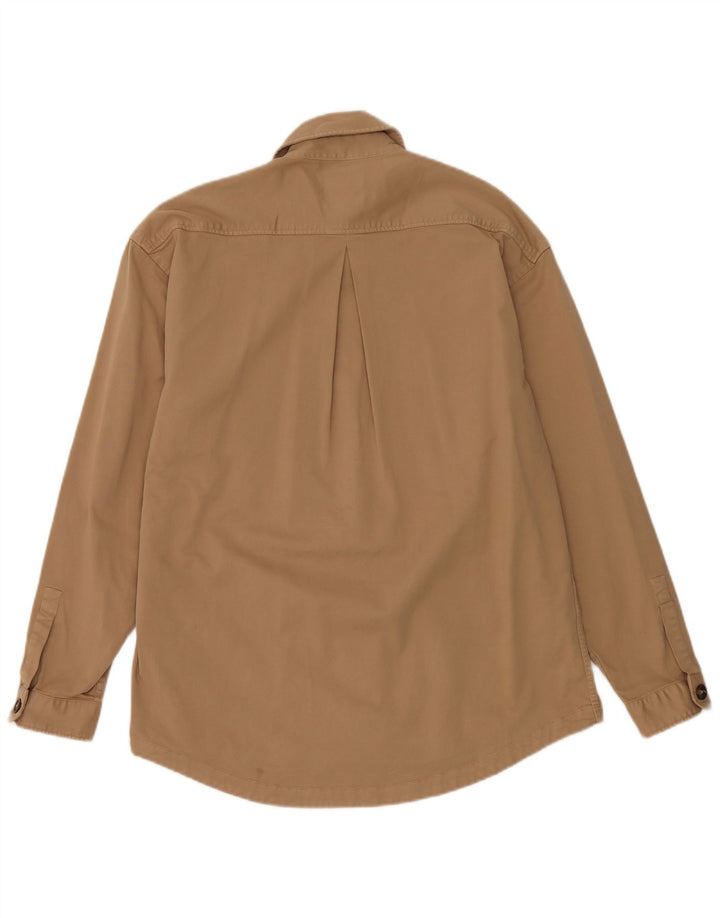 Camicia ZARA da uomo vestibilità comoda piccola in cotone beige