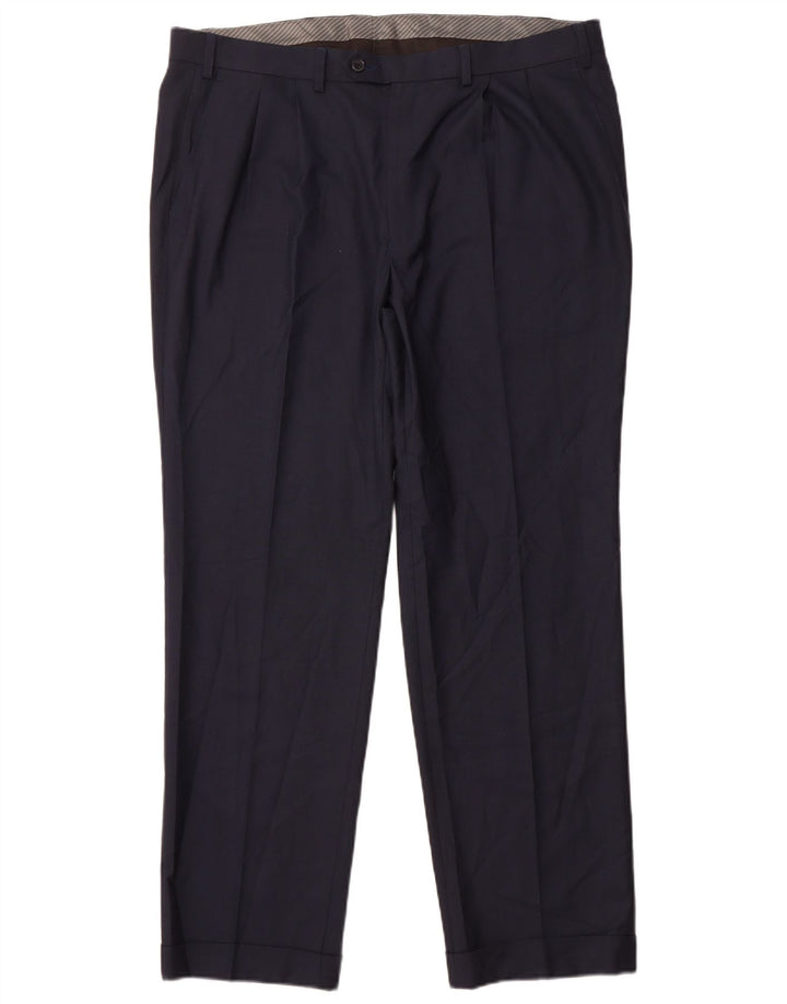 Pantaloni da abito con pegging da uomo Ralph Lauren W38 L32 poliestere blu navy