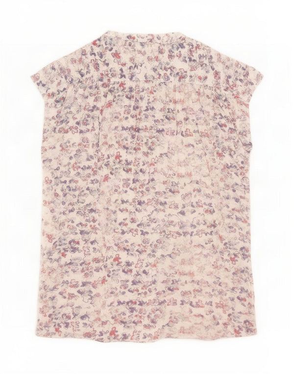 Tommy Hilfiger Womens Short Sleeve Shirt Blouse US 6 Medium White Floral