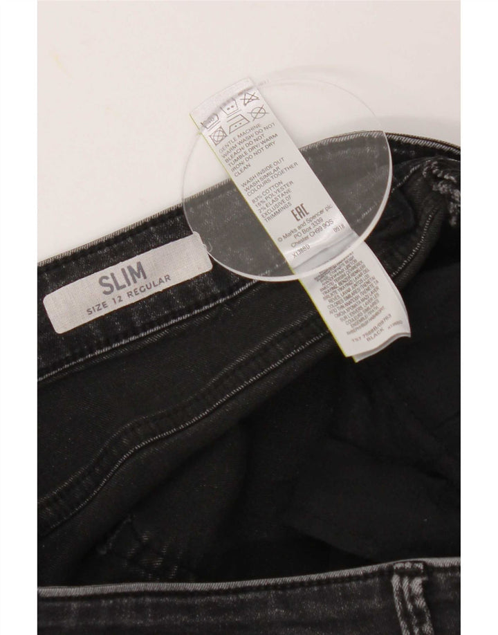 Jeans slim da donna Marks & Spencer UK 12 medio W30 L28 cotone nero