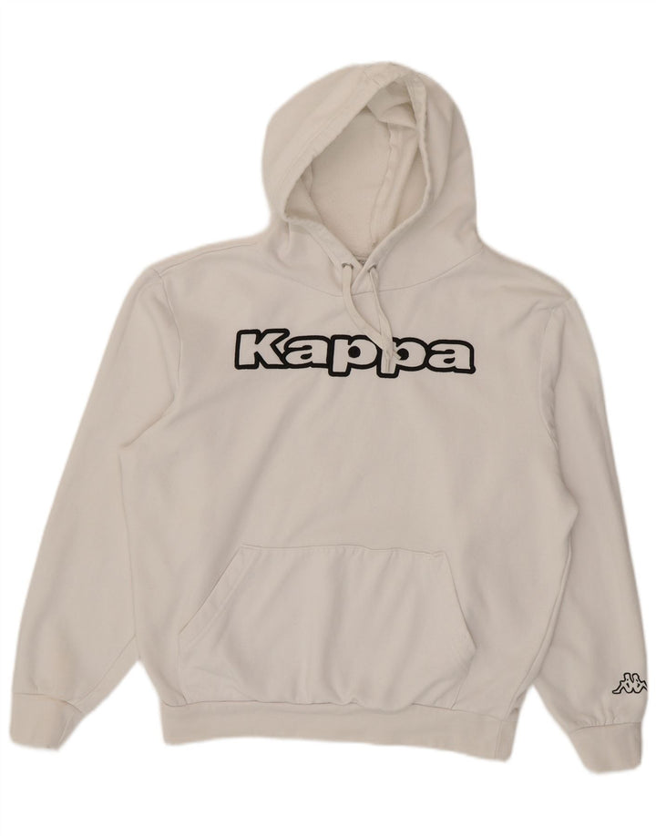 Maglione con cappuccio grafico da uomo Kappa grande in cotone bianco