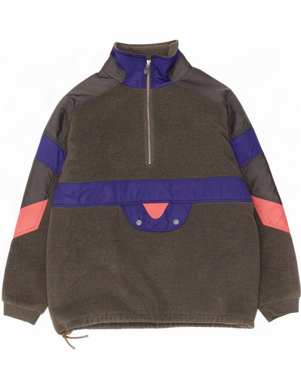 Maglione in pile da uomo con zip e collo Klepper 2XL poliestere color block grigio