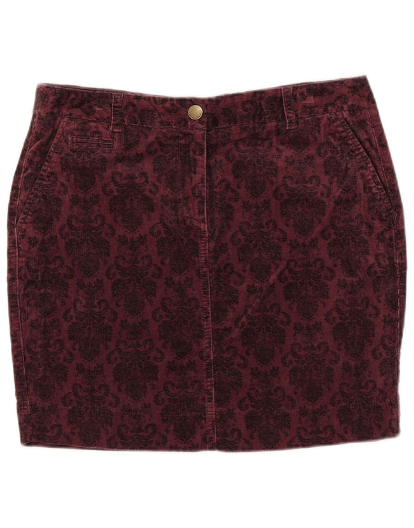 Gonna in velluto a coste da donna Marks & Spencer UK 14 Large W33 Borgogna floreale
