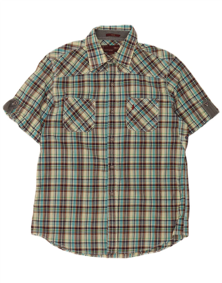 Camicia a maniche corte slim fit da uomo Marlboro Classics XL a quadri multicolore