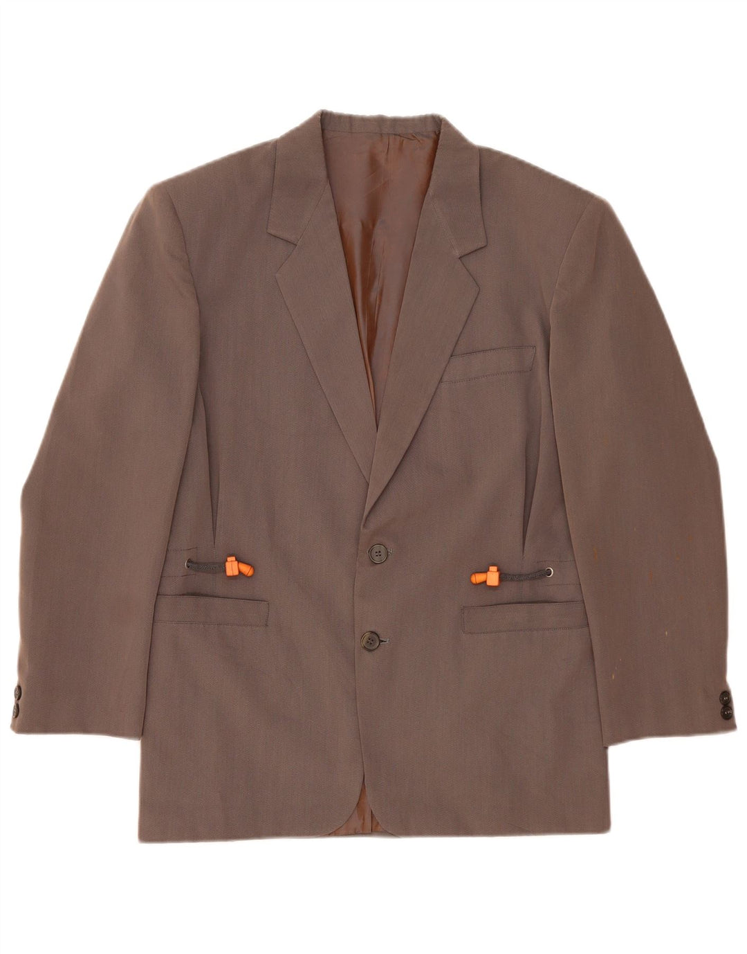 Giacca blazer vintage da uomo a 2 bottoni UK 36 piccolo poliestere grigio