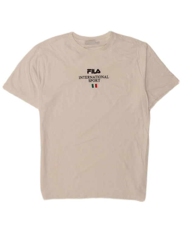 T-shirt grafica da uomo Fila Top in cotone bianco medio