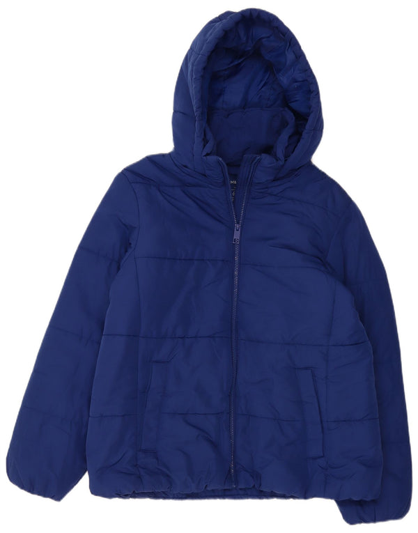 Giacca imbottita con cappuccio da donna Marks & Spencer UK 16 grande poliestere blu navy