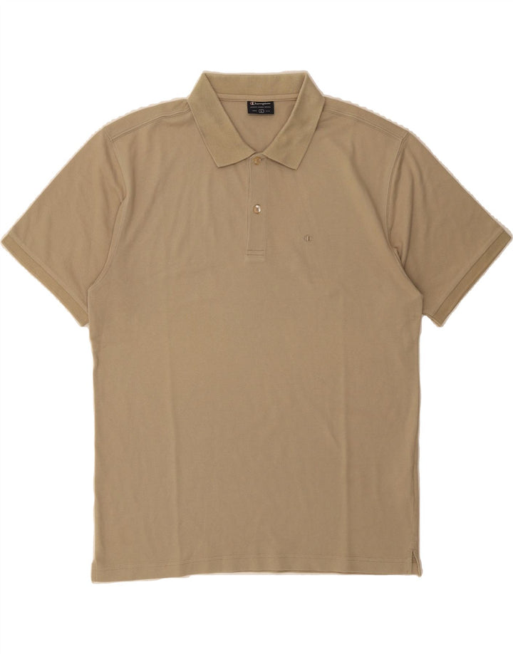 CHAMPION Mens Polo Shirt Large Beige Cotton Vintage Champion and Second-Hand Champion from Messina Hembry 