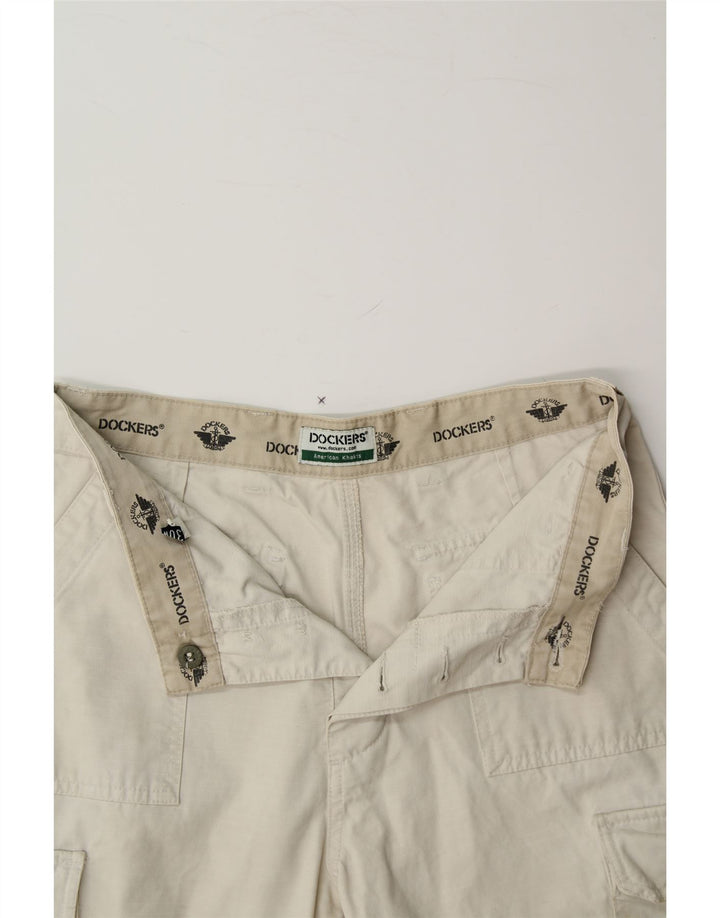 DOCKERS Mens Cargo Shorts W30 Medium White Striped Cotton Vintage Dockers and Second-Hand Dockers from Messina Hembry 