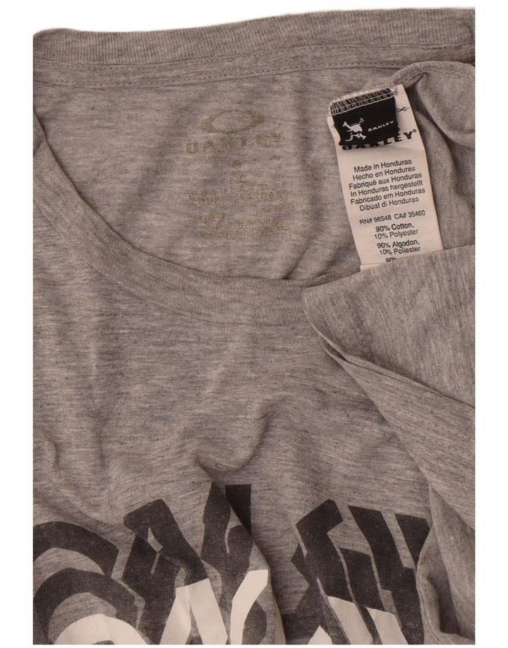 T-shirt grafica da uomo Oakley Top grande in cotone chiazzato grigio