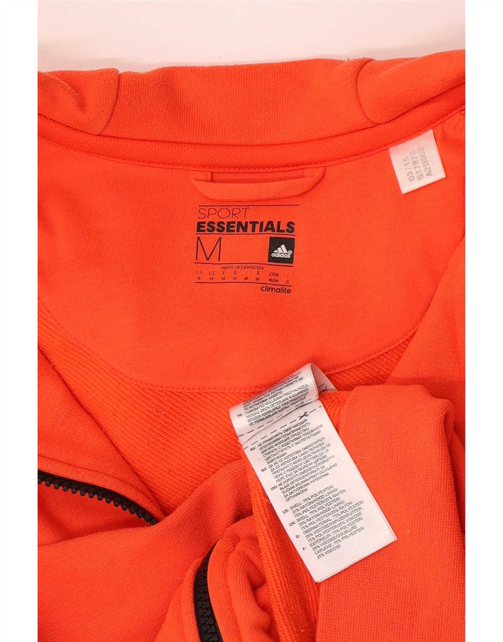Maglione con cappuccio e zip da uomo Adidas in poliestere arancione medio