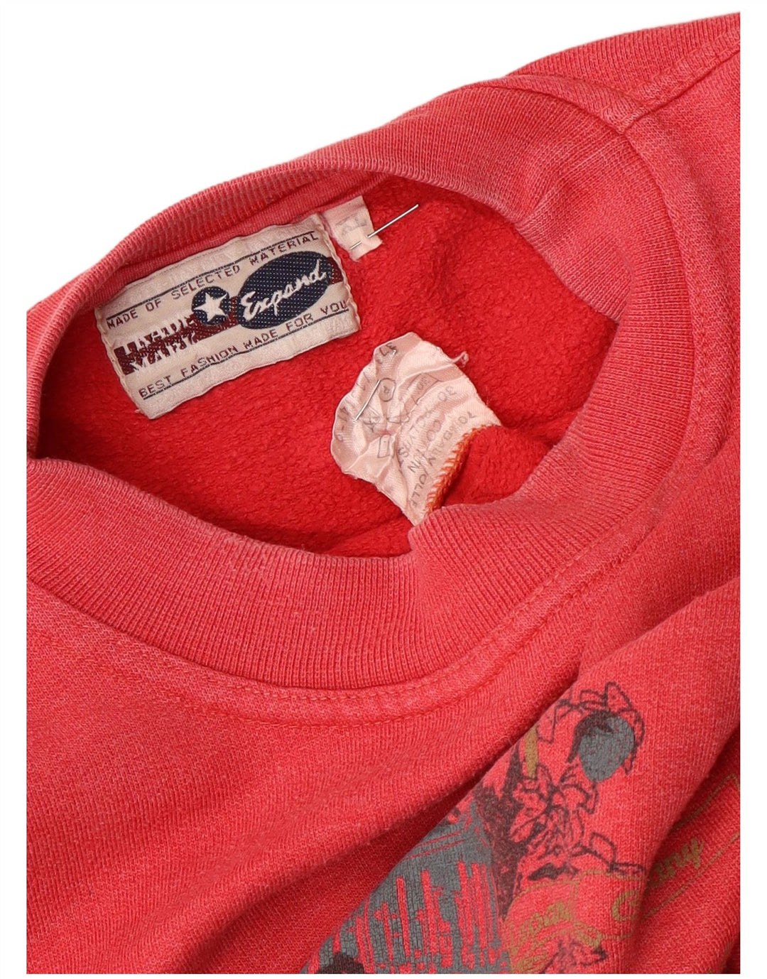 Felpa con grafica oversize da donna VINTAGE UK 18 XL cotone rosso