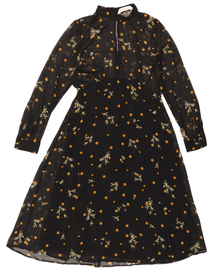 Abito a trapezio trasparente da donna Zara UK 12 medio nero floreale