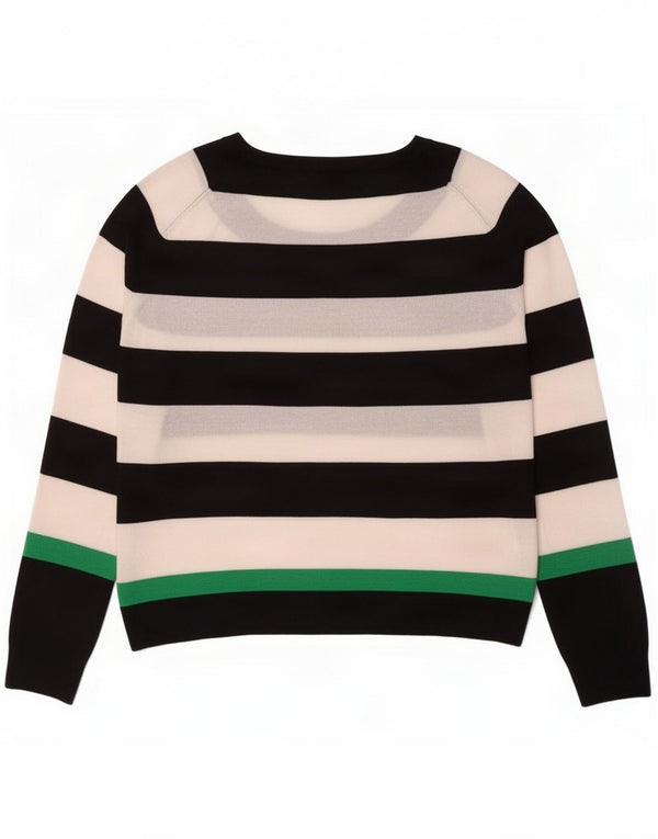 Maglione Zara da donna con scollo a barca UK 14 Viscosa a righe nere medie