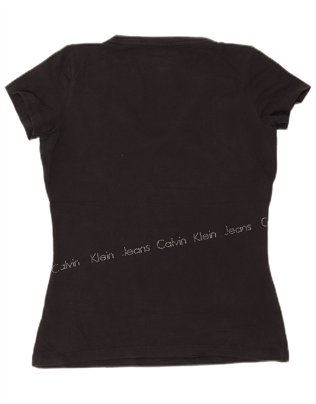 CALVIN KLEIN JEANS T-shirt grafica da donna Top UK 12 Medium Nero