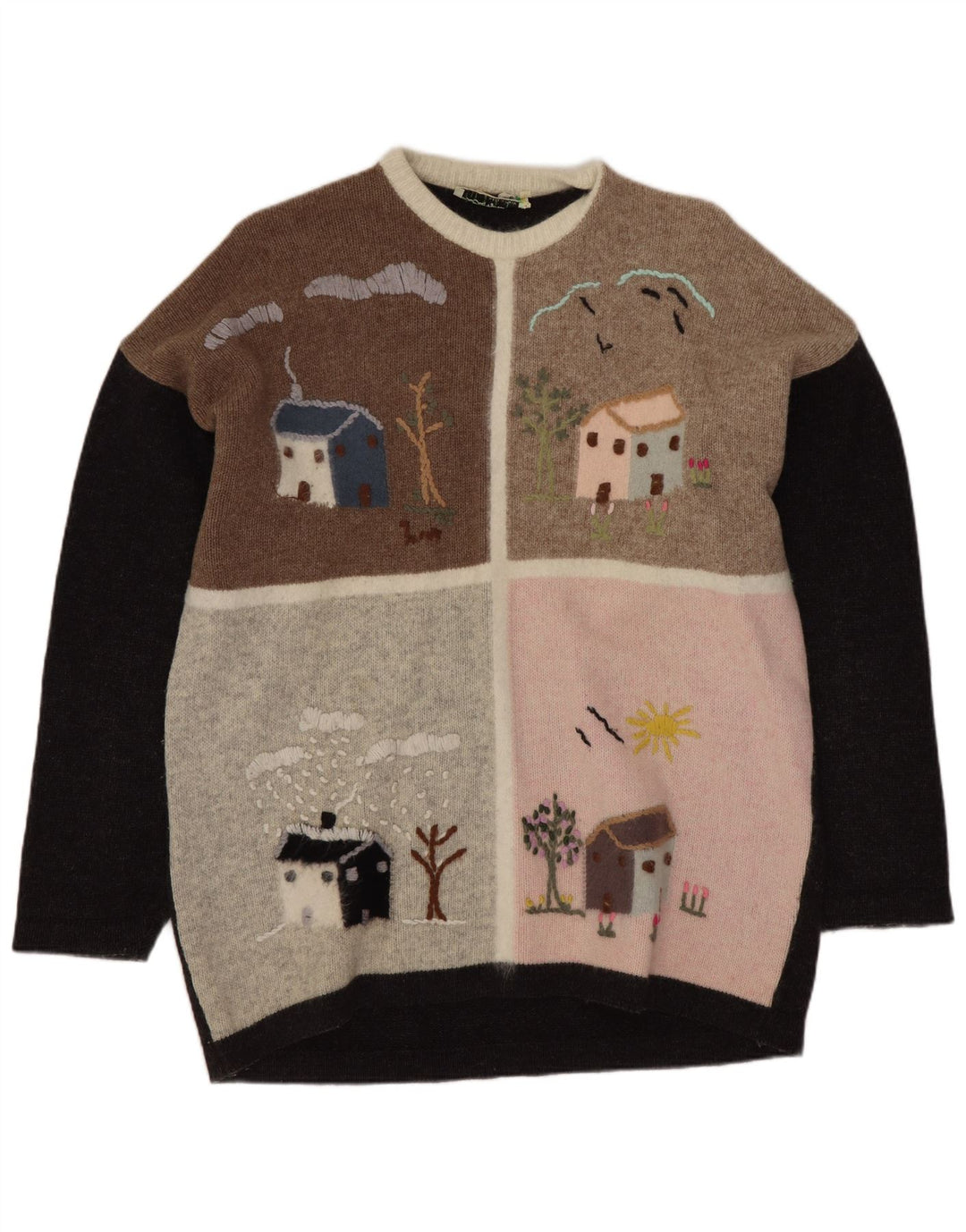 Maglione maglione girocollo da donna Cecilia Benetti UK 16 Large Grey Lambswool