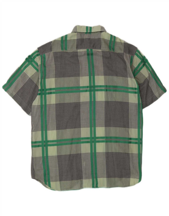 Camicia a maniche corte da uomo Pierre Cardin a quadri verde medio