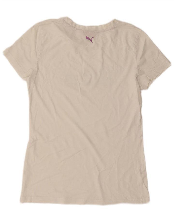 Puma T-shirt grafica da donna Top UK 16 Large Bianco sporco
