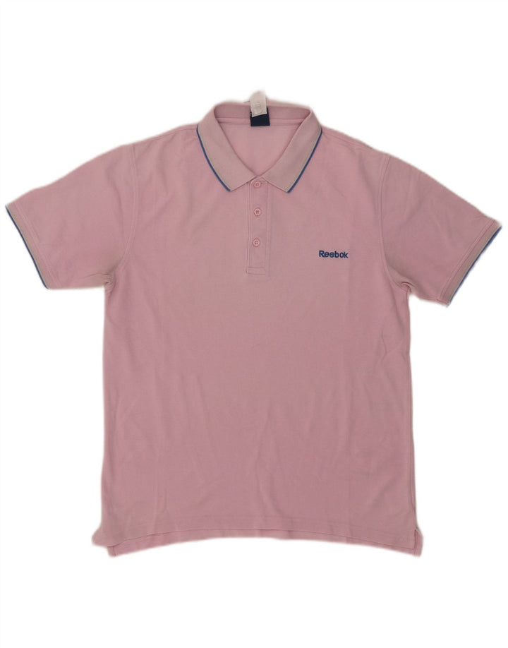 Polo Reebok da uomo in cotone rosa medio