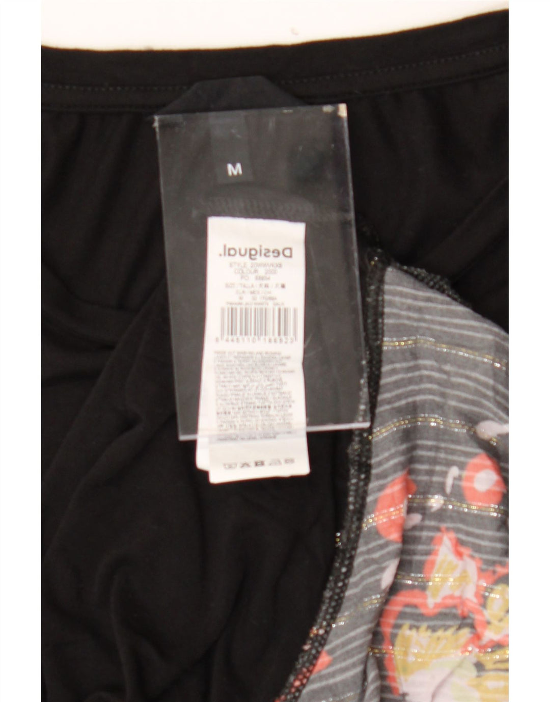 DESIGUAL Womens Long Sleeve Basic Dress UK 12 Medium Black Floral Viscose Vintage Desigual and Second-Hand Desigual from Messina Hembry 