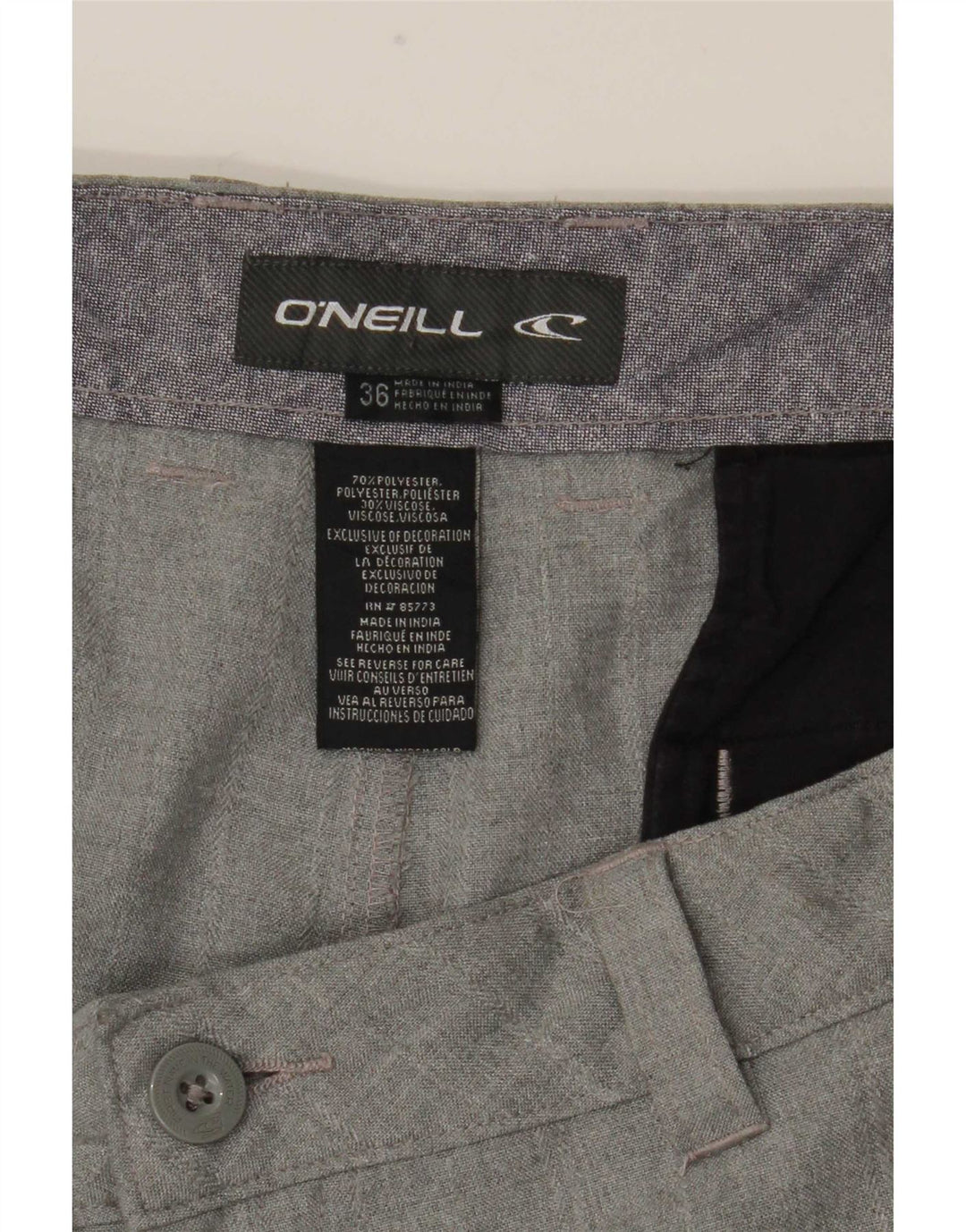 Pantaloncini chino da uomo O'Neill W36 poliestere a quadri grigi grandi