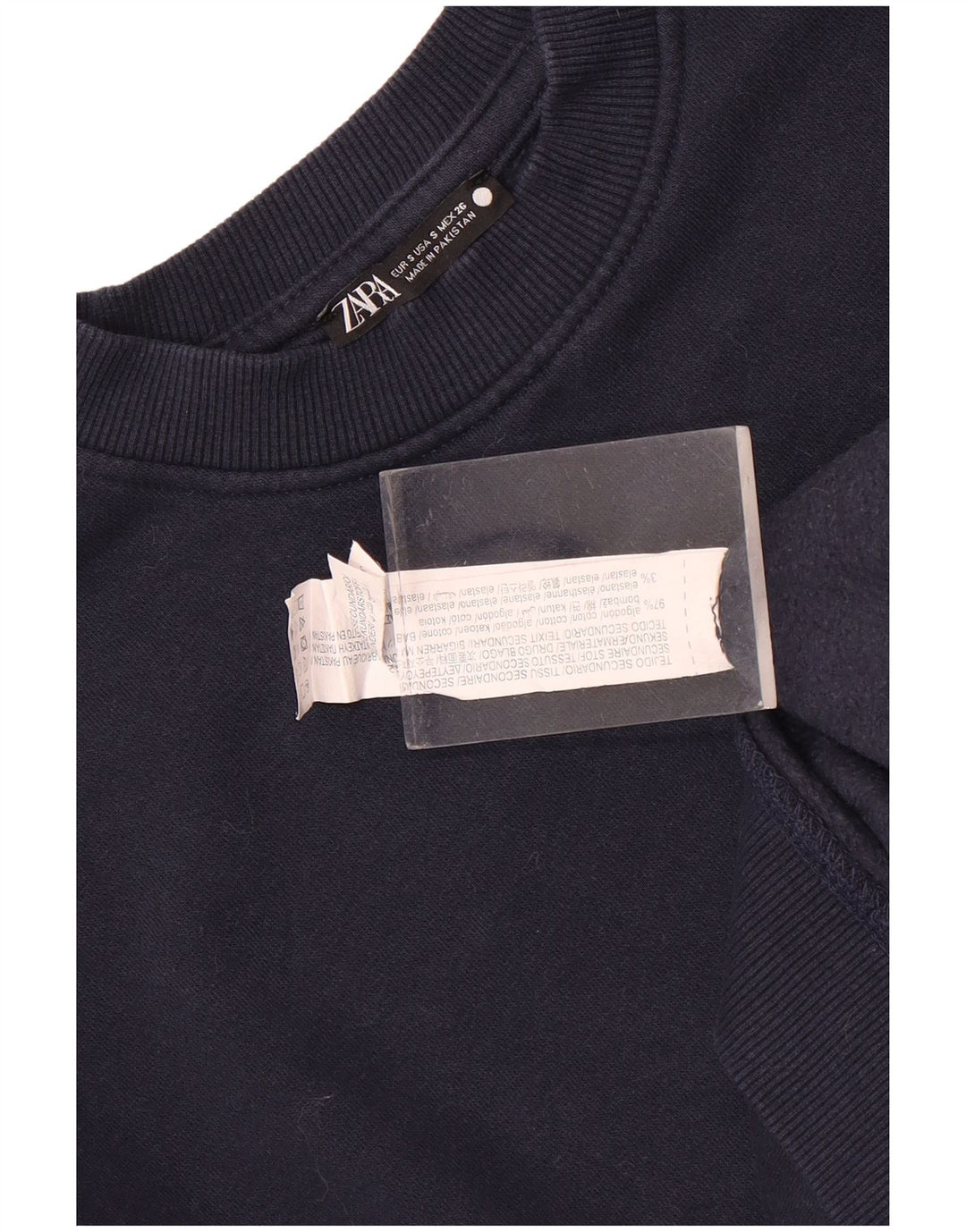 Felpa Zara da uomo maglione piccolo in cotone blu navy
