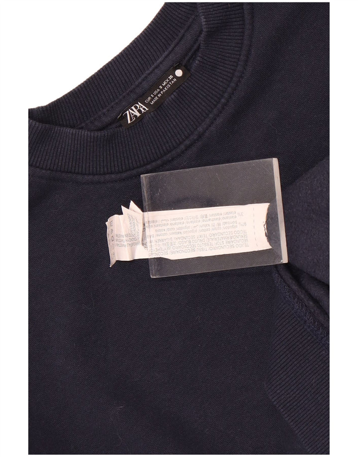 Felpa Zara da uomo maglione piccolo in cotone blu navy