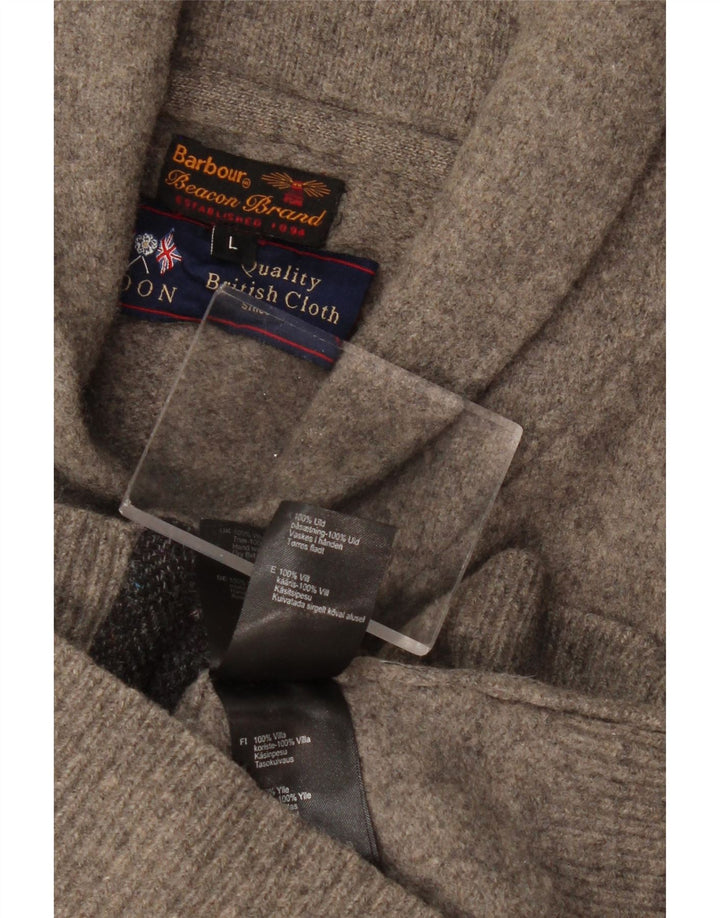 Maglione cardigan per ragazzi BARBOUR 11-12 anni grande in lana color block grigio