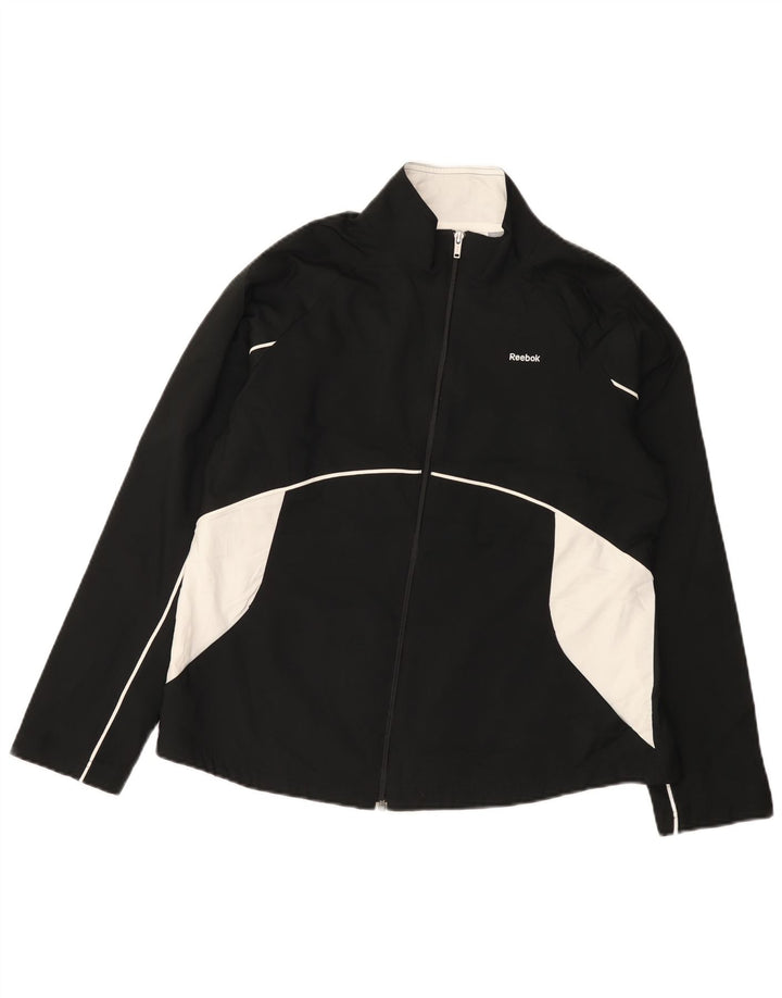 Giacca da tuta da donna Reebok UK 16 Large Nero Colourblock Poliestere