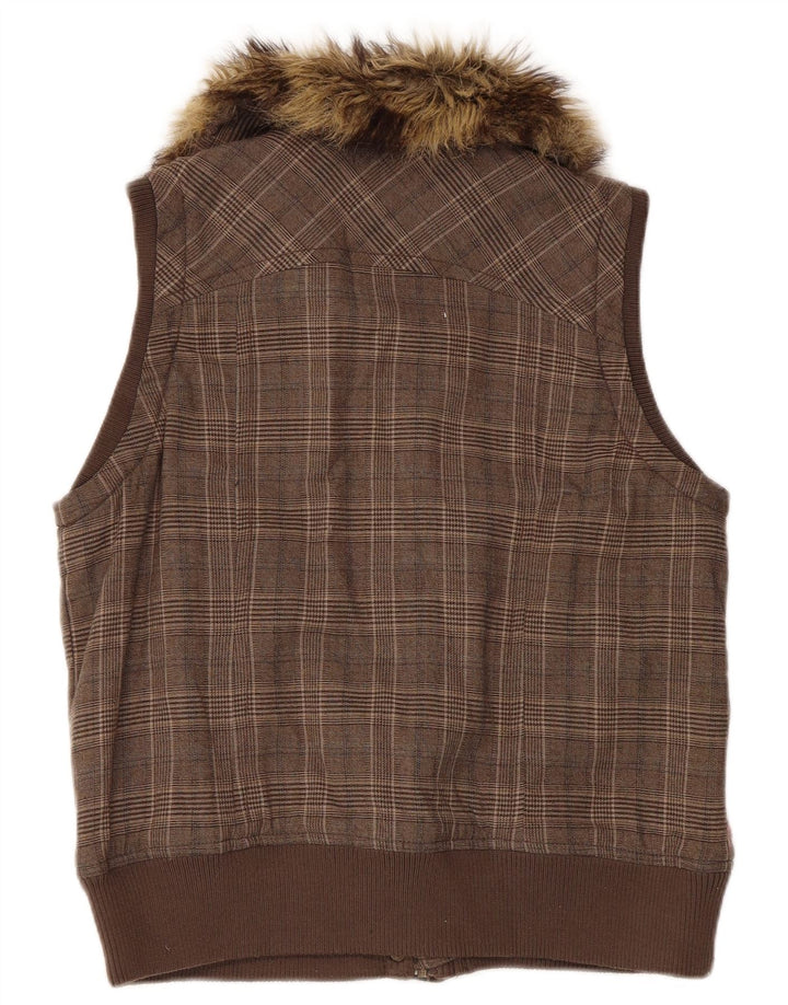Gilet da donna Fat Face UK 12 Poliestere pied de poule marrone medio