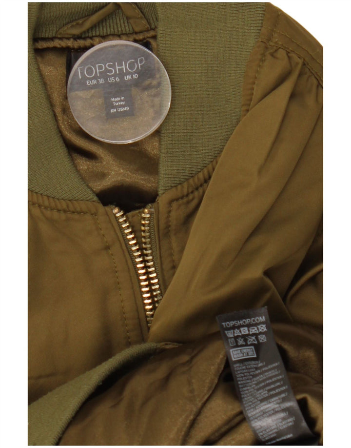 TOPSHOP Bomber oversize da donna UK 10 piccolo poliestere kaki