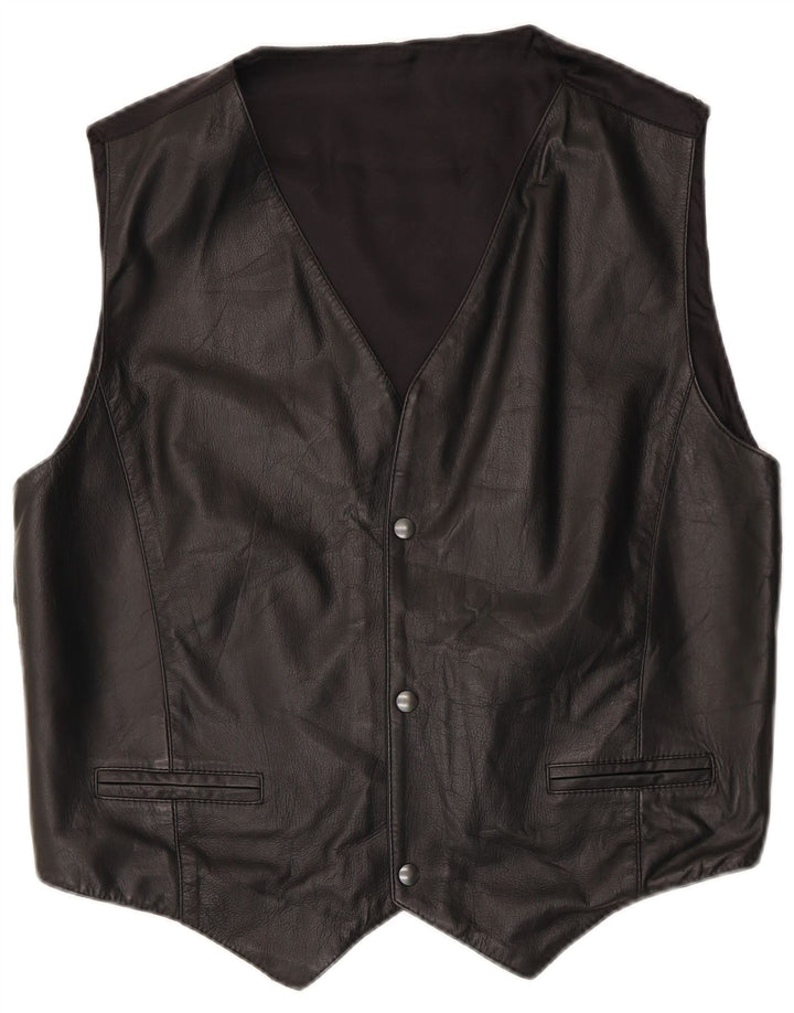 Gilet in pelle da uomo vintage IT 50 grande in pelle nera