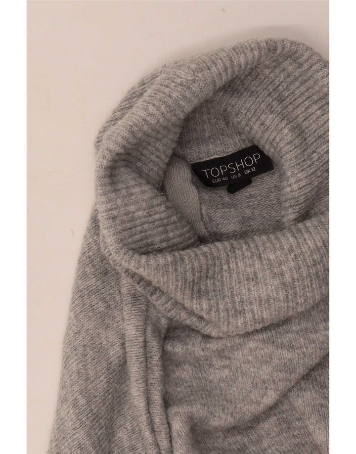 Topshop Maglione da donna corto oversize con collo alto UK 12 Grigio medio
