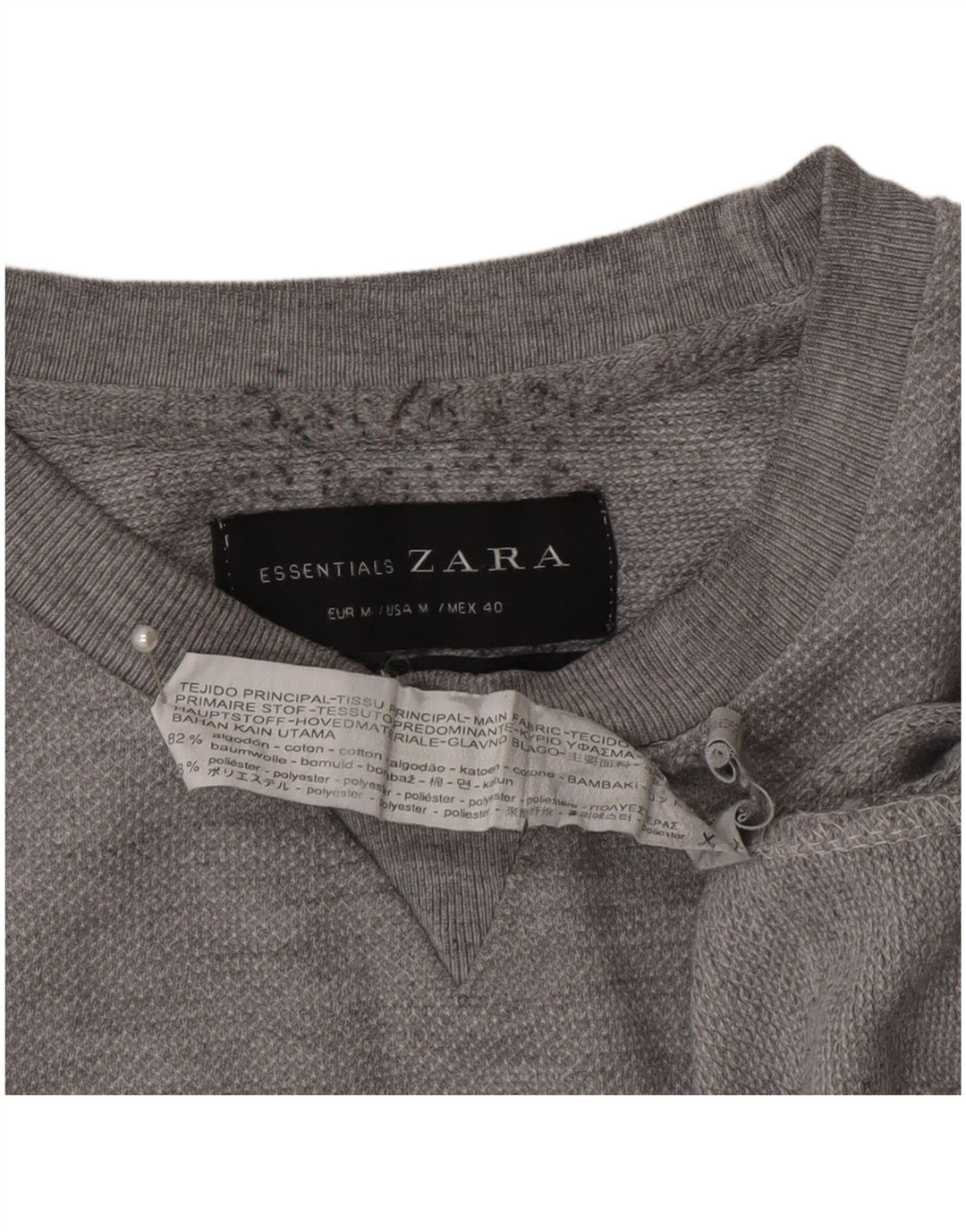 Felpa Zara Uomo Maglione Cotone Grigio Medio