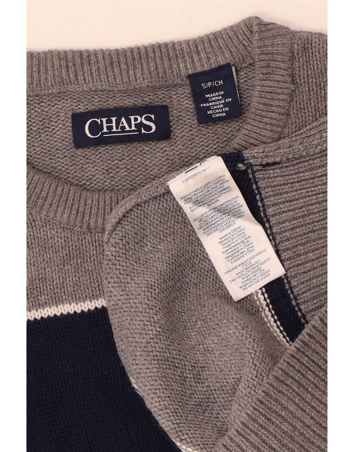 Chaps Uomo Maglione Girocollo Maglione Piccolo Cotone a Righe Grigie